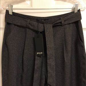 NWT GRAY HIGH WAIST SELF BELT PANTS